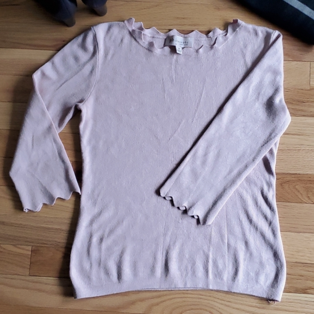 Light pink scalloped sweater